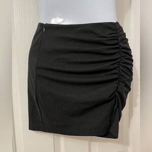 Ruched Front Slit Mini Skirt